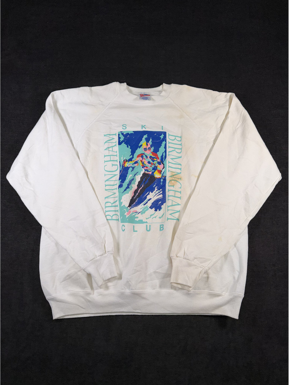 Vintage Hanes Activewear Birmingham Ski Club White Sweatshirt XXL